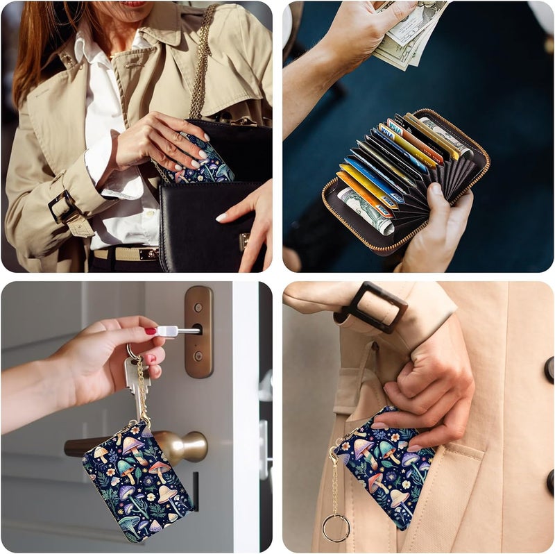 Yonlevres Credit Card Holder RFID Wallet, Small Card Holder Wallet for Women with Keychain Zipper, Funny Leather Print Credit Card Wallets Accordion Gift - Image 3